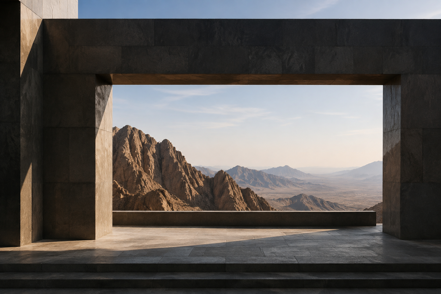إطلالة معمارية هادئة على مشهد صحراوي
